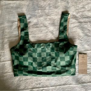 Albion Fit Green Check Olivia Swim Crop